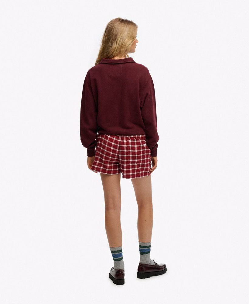 Katoenen geruite elastische shorts