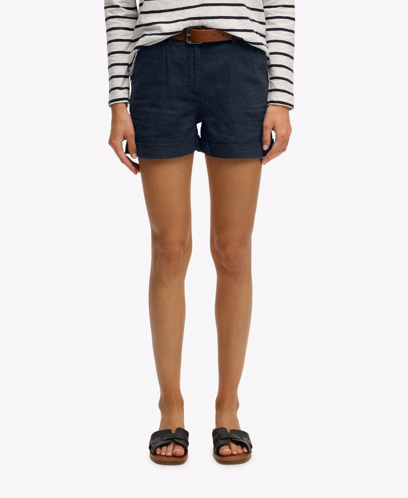 Middelhoge linnen shorts