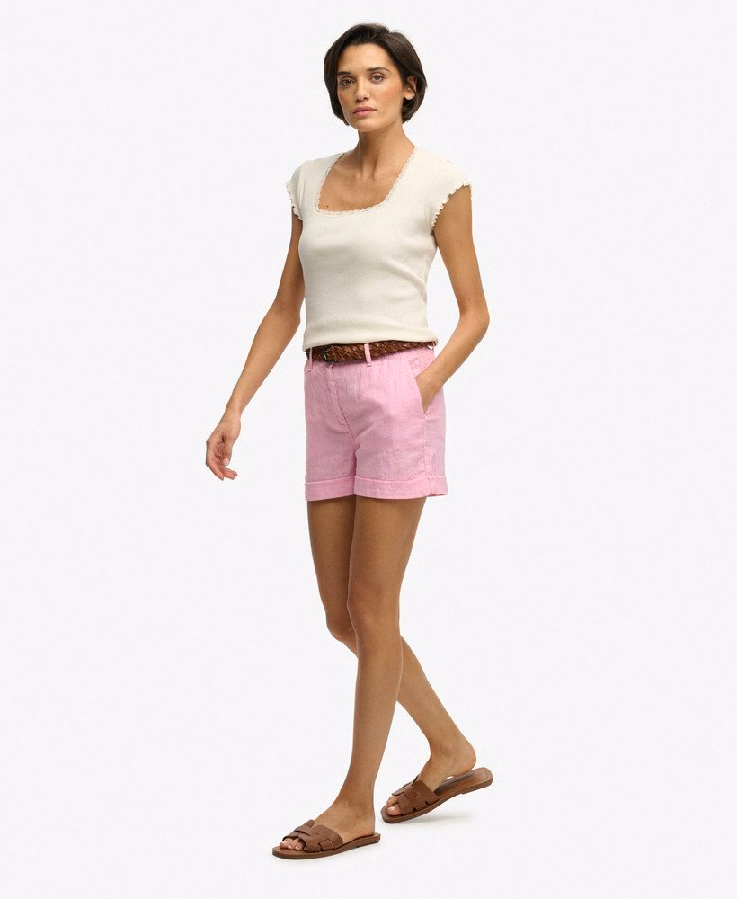 Middelhoge linnen shorts