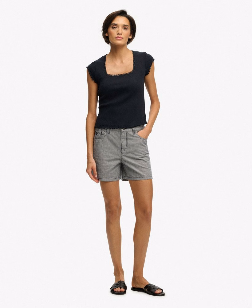 Middelhoge gestreepte shorts