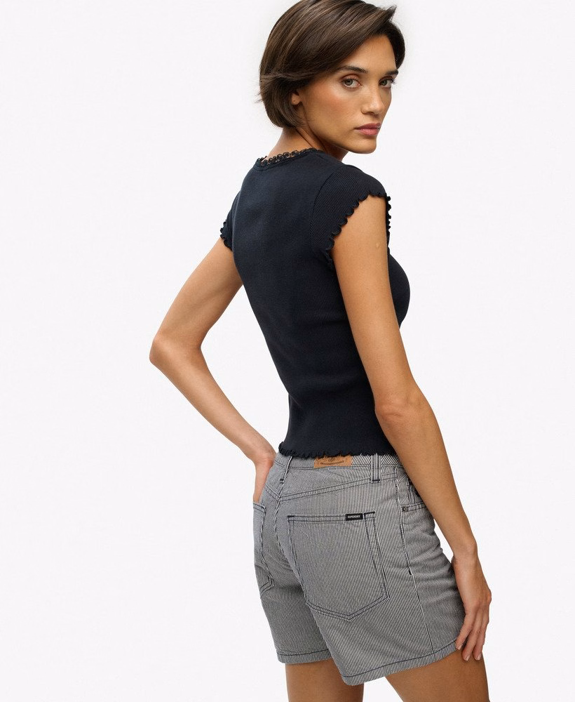 Middelhoge gestreepte shorts