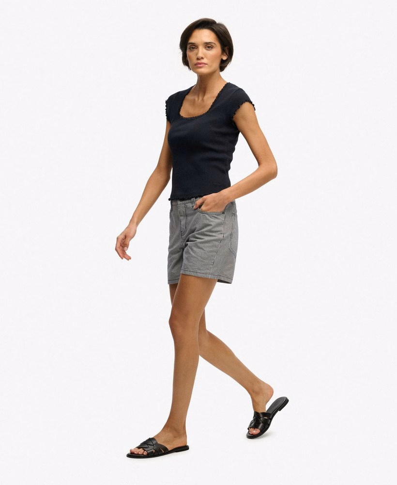 Middelhoge gestreepte shorts