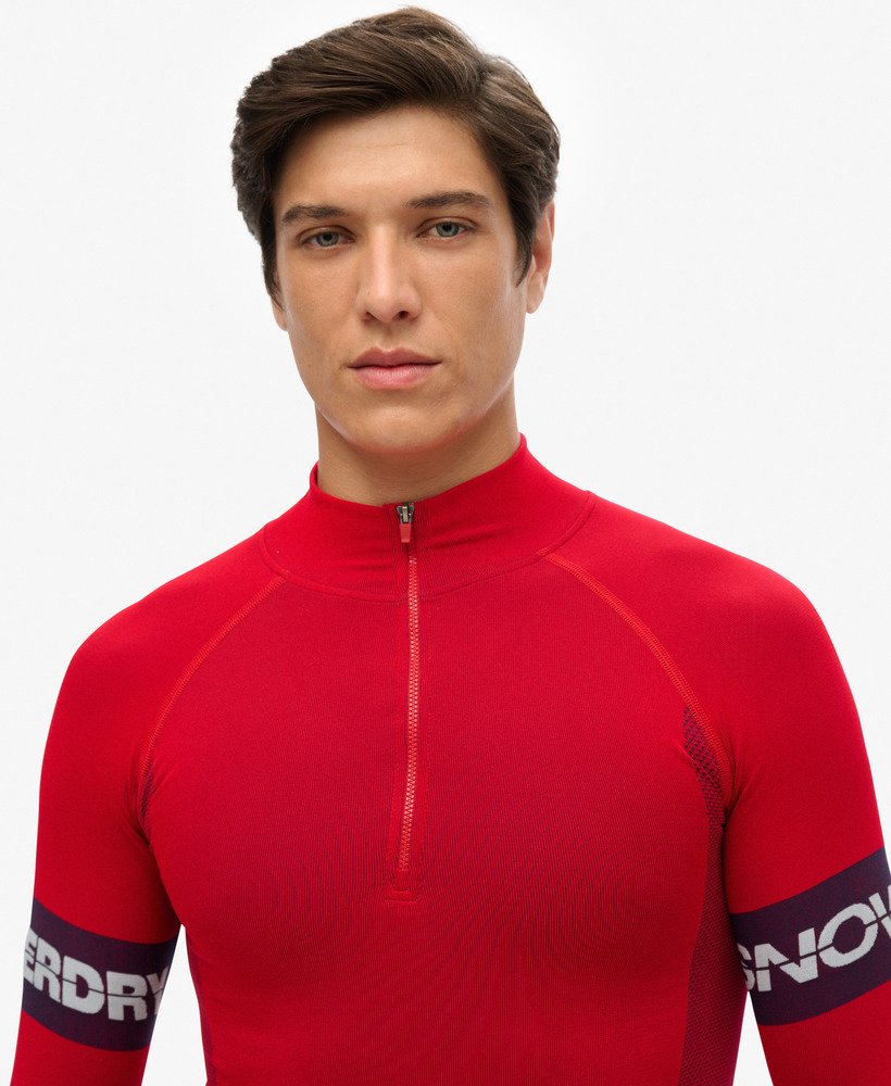 naadloze baselayer top met 14 rits in wandelrood