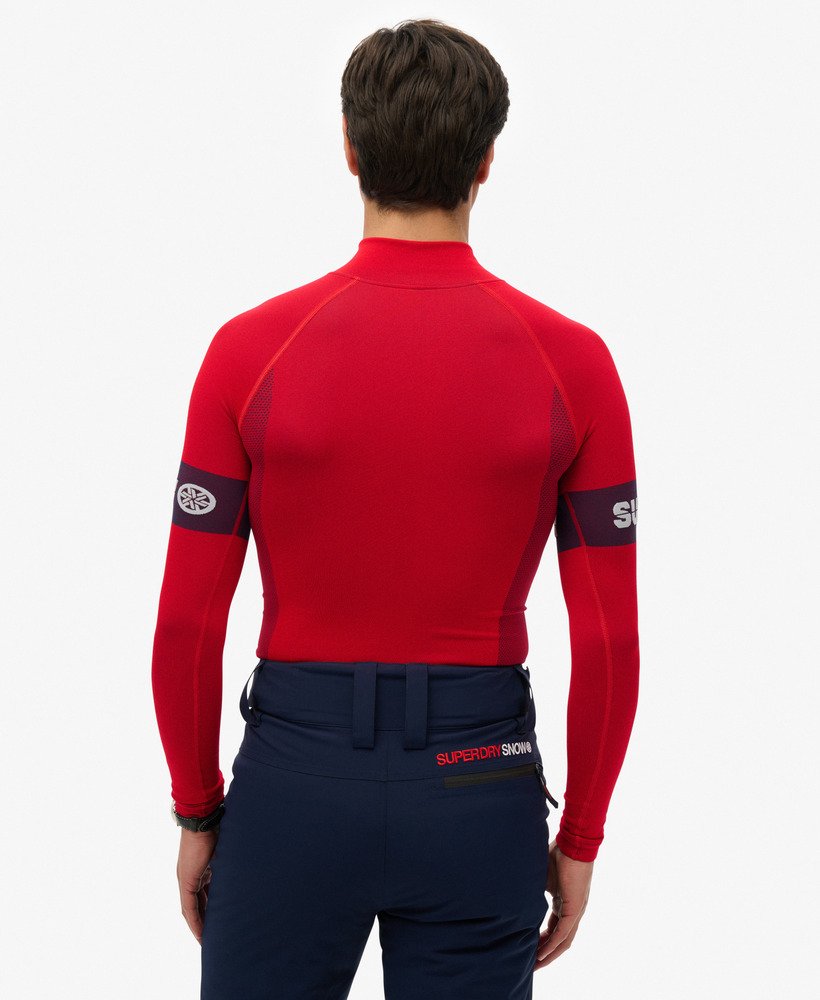 naadloze baselayer top met 14 rits in wandelrood