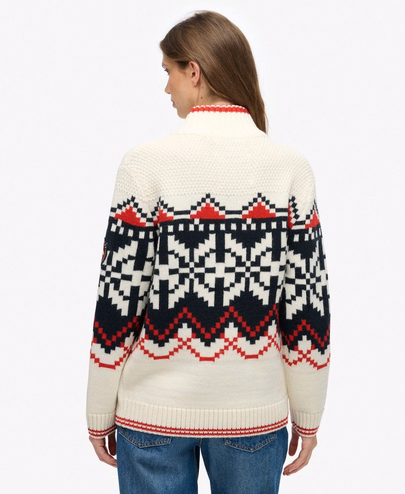 Intarsia trui met halve rits