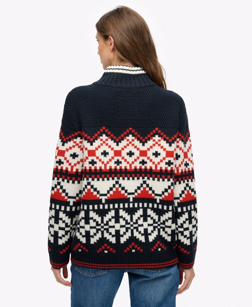 Intarsia trui met halve rits