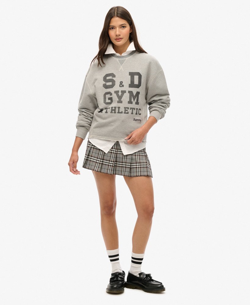 vintage geplooide minirok van tweed in diverse kleuren.