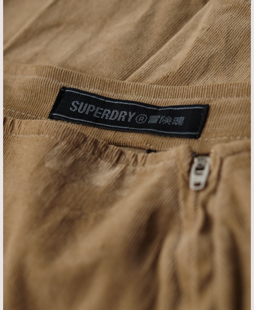vintage corduroy geplooide minirok in stonewash-kleur.