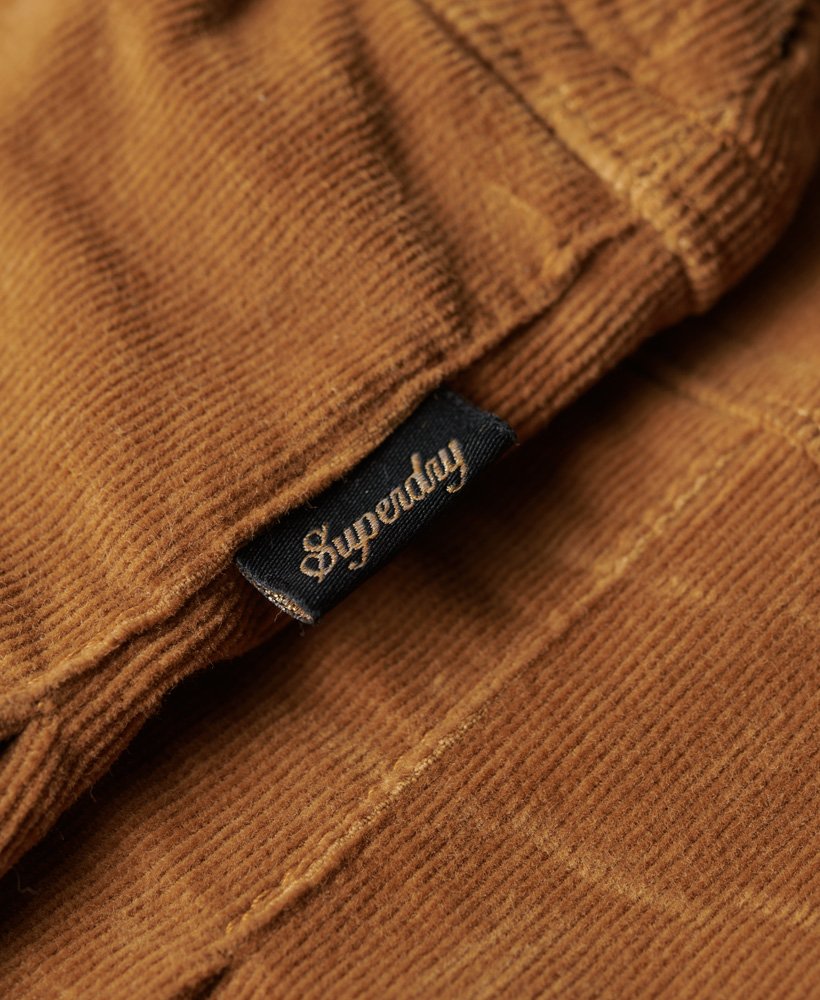 vintage corduroy geplooide minirok in caramel café