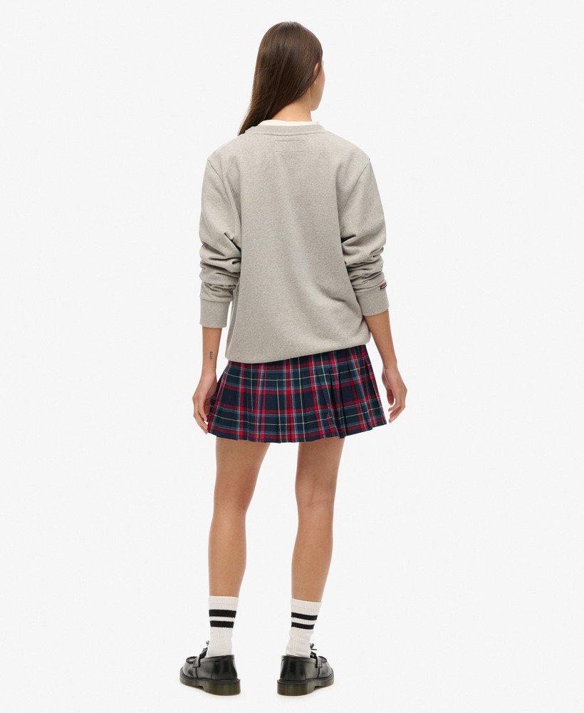 minirok met middelhoge taille en ruitpatroon in blauw-rood ruit.