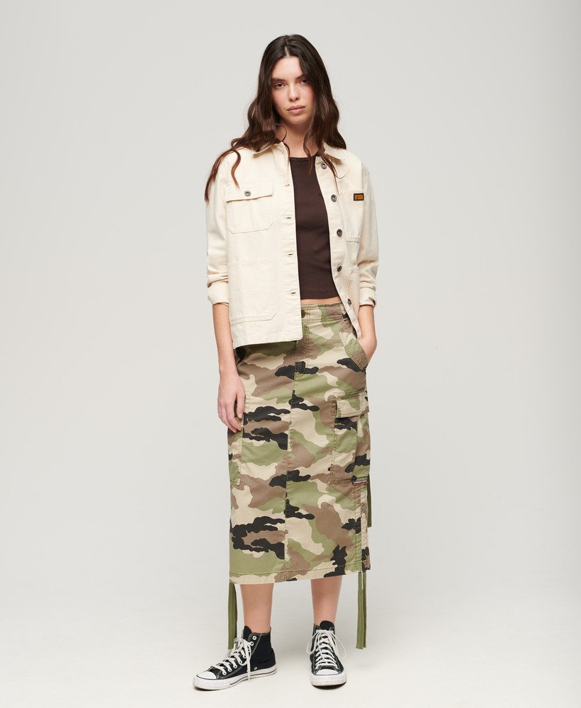 cargo midi rok in jasje camouflage