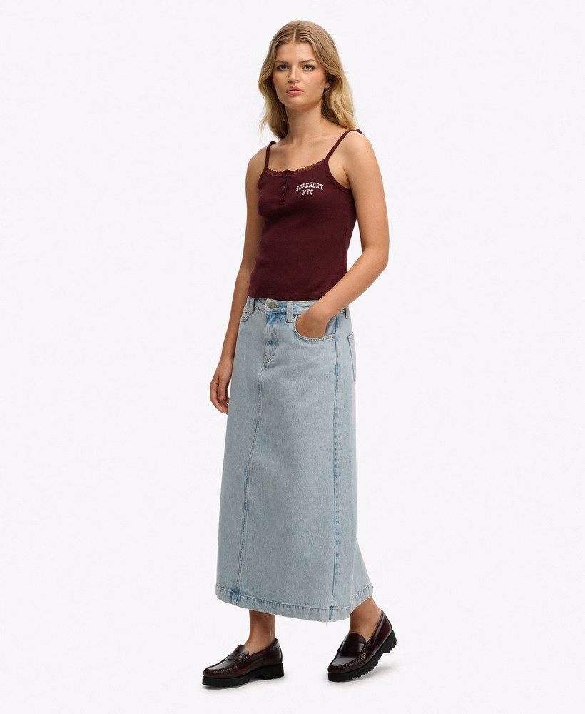 Denim cargo maxi rok