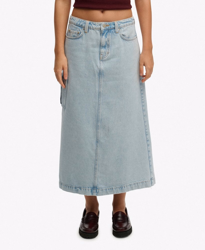 Denim cargo maxi rok