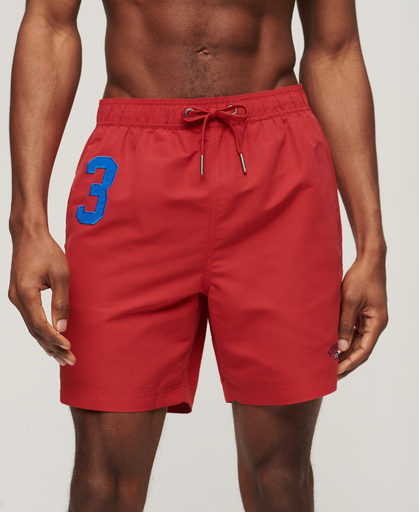 gerecyclede polo zwemshorts van 43 cm in rood.