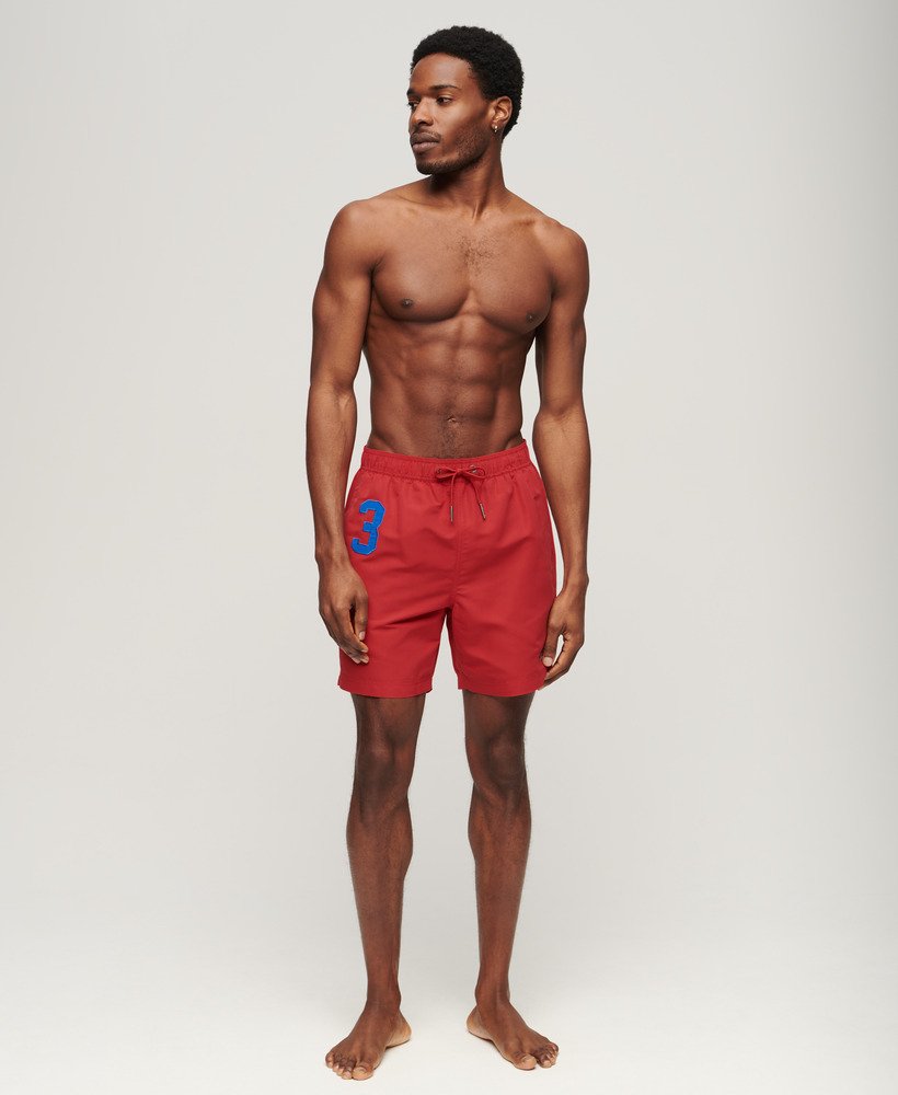 gerecyclede polo zwemshorts van 43 cm in rood.