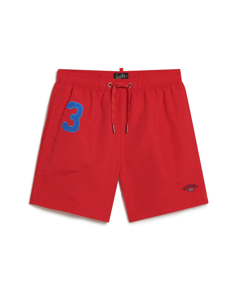 gerecyclede polo zwemshorts van 43 cm in rood.