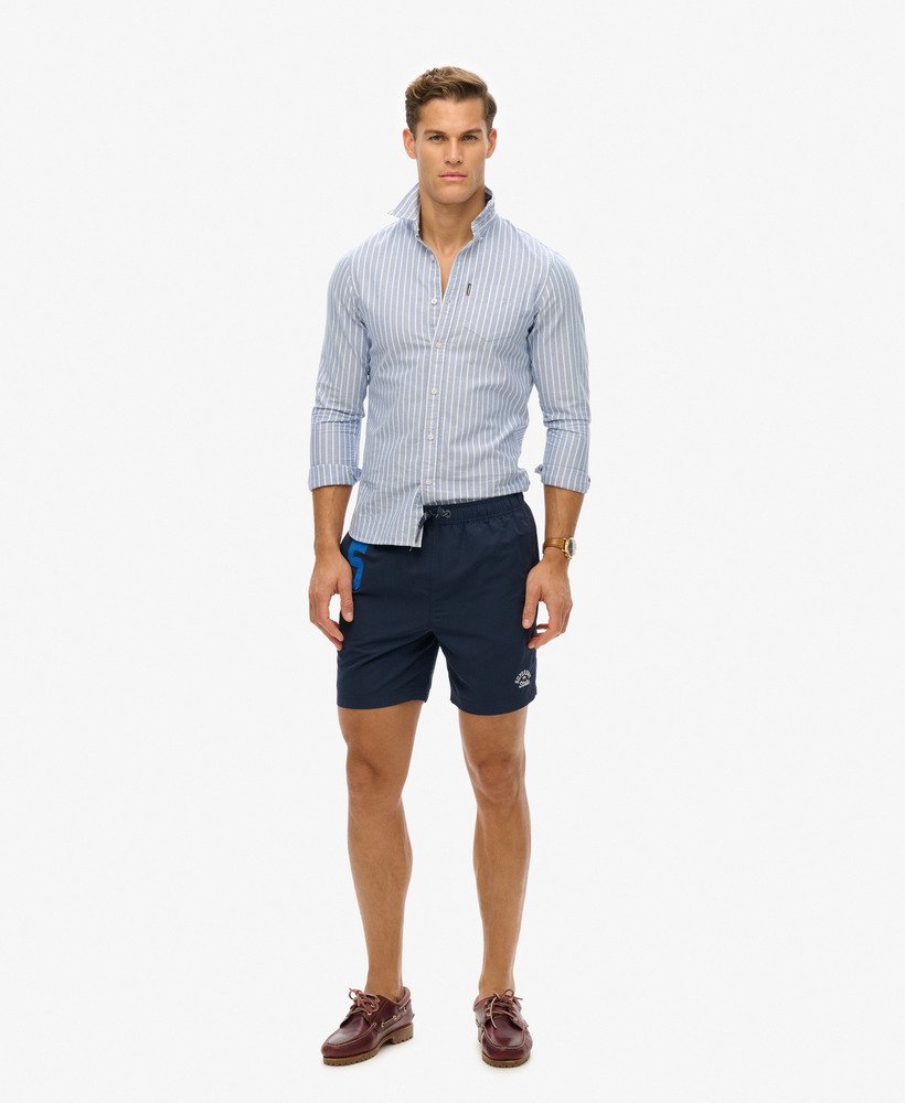 gerecyclede polo zwemshorts van 17 inch in een prachtige marineblauwe kleur.