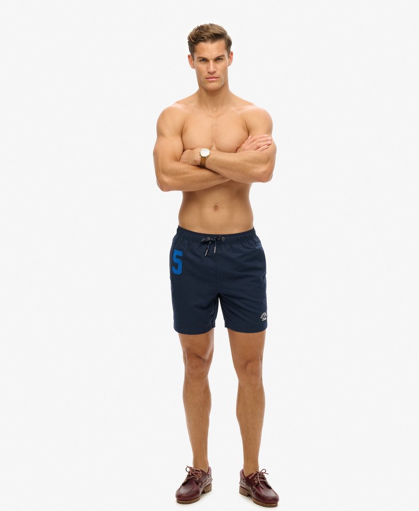 gerecyclede polo zwemshorts van 17 inch in een prachtige marineblauwe kleur.