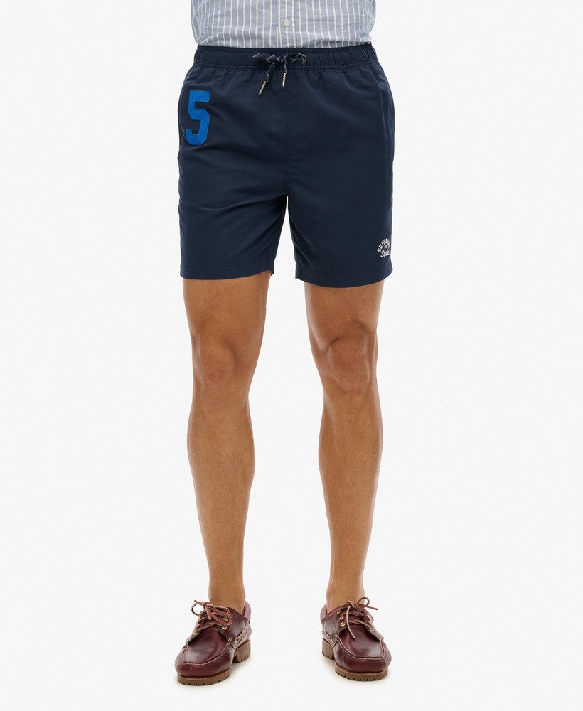 gerecyclede polo zwemshorts van 17 inch in een prachtige marineblauwe kleur.