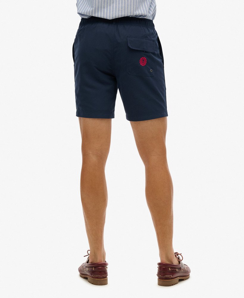 gerecyclede polo zwemshorts van 17 inch in een prachtige marineblauwe kleur.