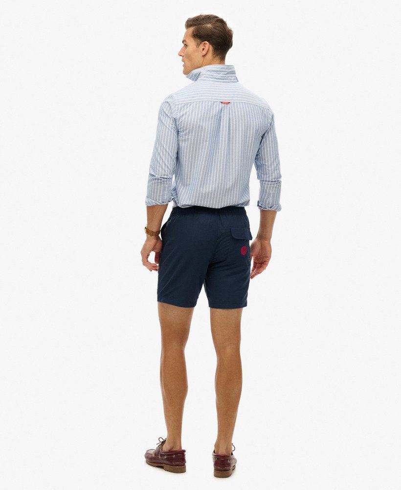 gerecyclede polo zwemshorts van 17 inch in een prachtige marineblauwe kleur.