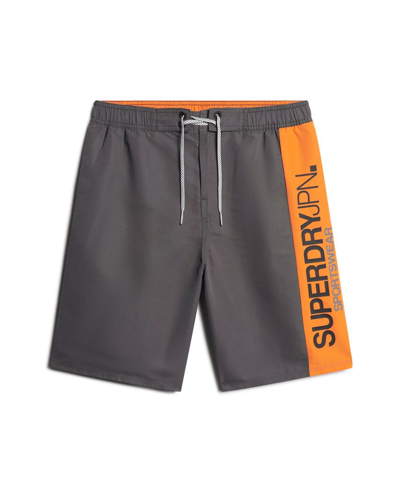 sportkleding logo boardshorts van 19 inch 48 cm van gerecycled materiaal in antraciet.