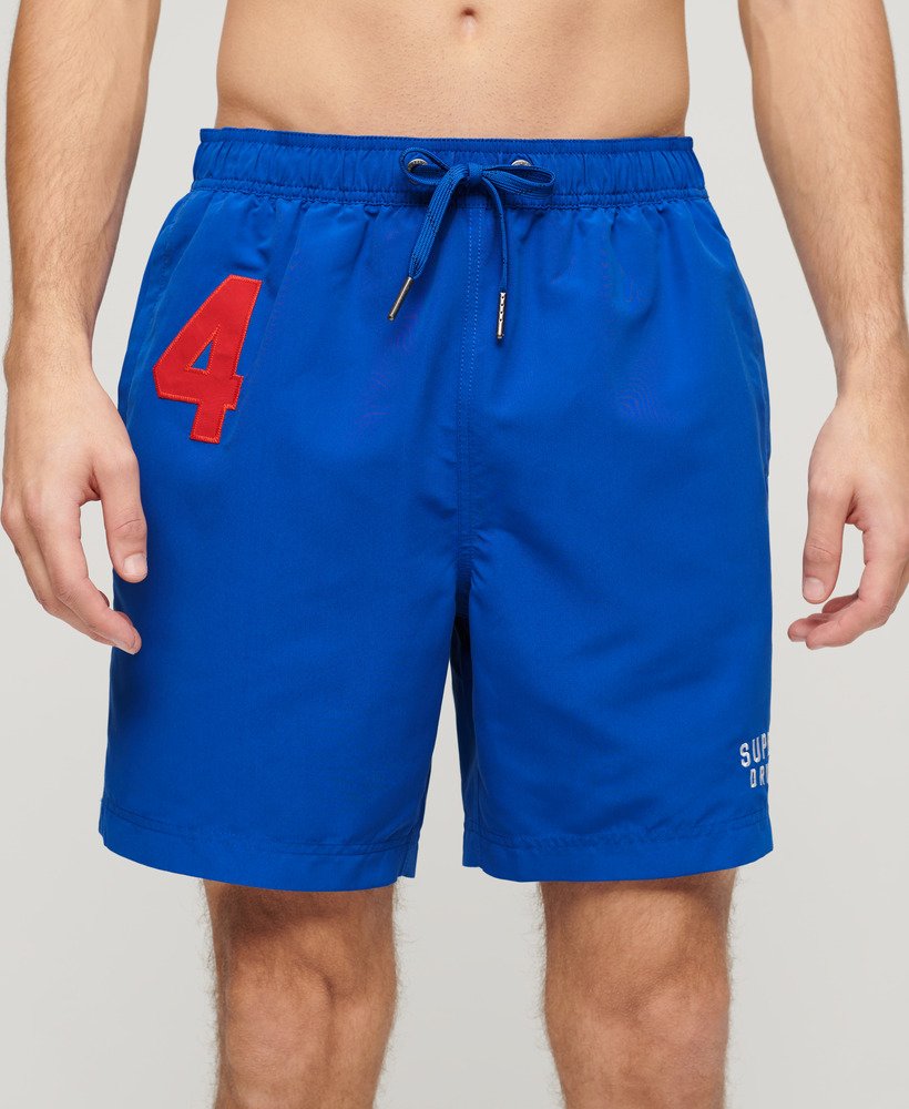 gerecyclede polo zwemshorts van 43 cm in voltage blue
