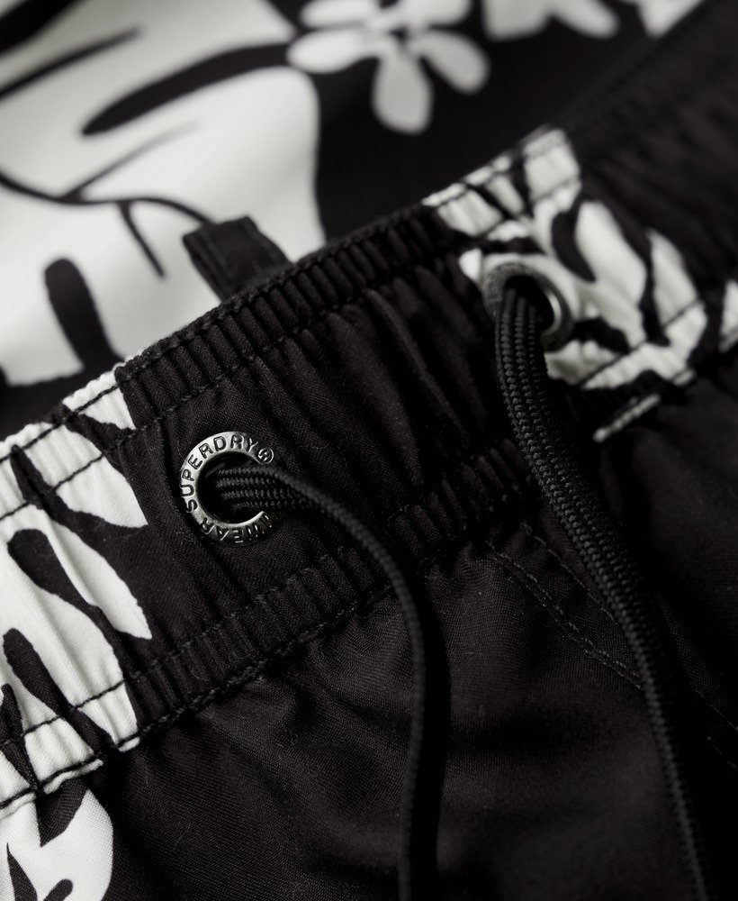 gerecyclede zwembroek met hawaïaanse print van 43 cm in surf school black