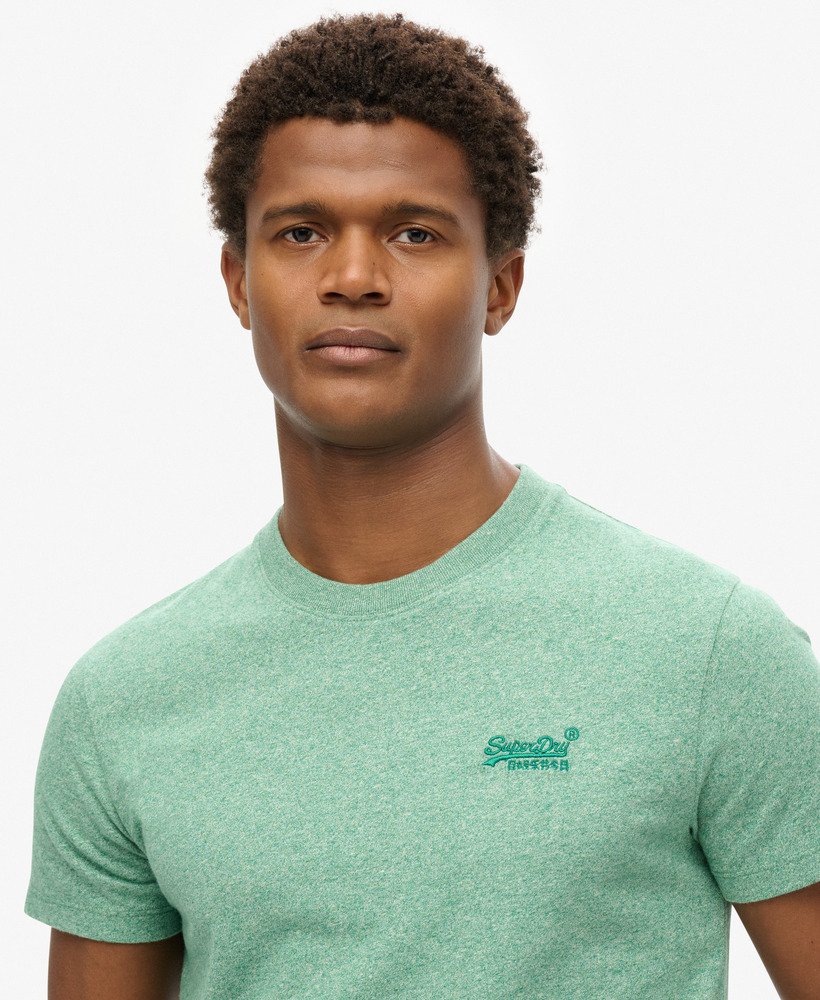 t-shirt met essential-logo van biologisch katoen in felgroen.