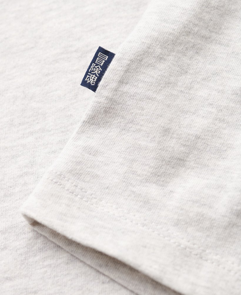 t-shirt met v-hals en essential-logo van biologisch katoen in glacier grey marl.