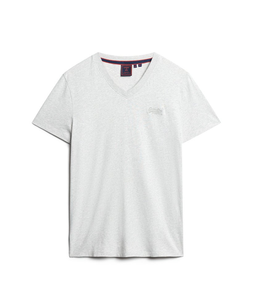 t-shirt met v-hals en essential-logo van biologisch katoen in glacier grey marl.