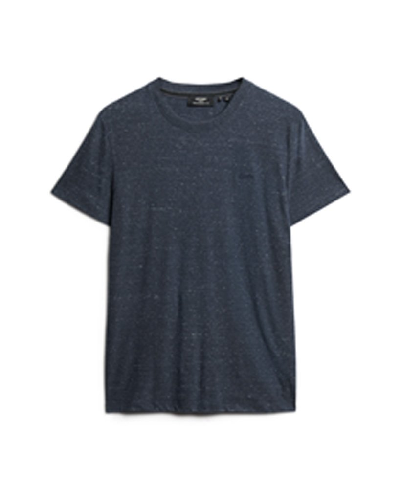 essential t-shirt met klein logo van biologisch katoen in creek navy heather.