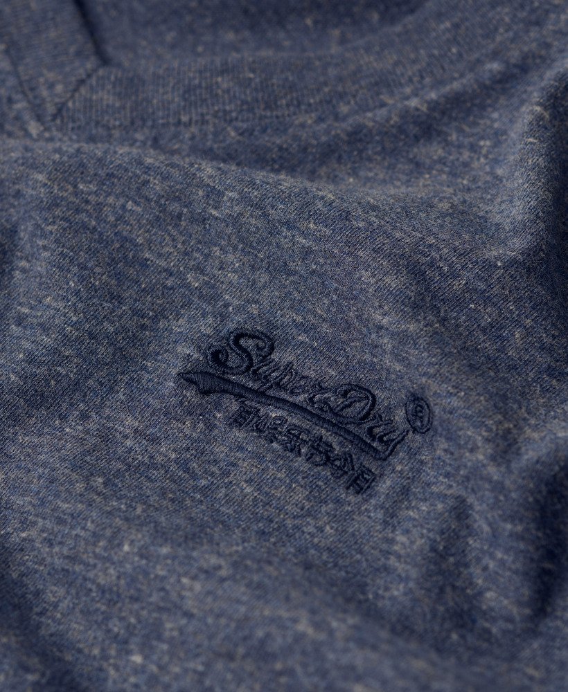 t-shirt met v-hals en essential-logo van biologisch katoen in navy marl.