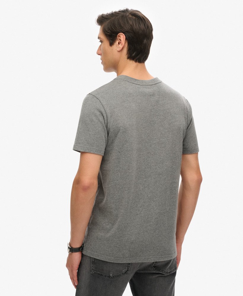 vintage t-shirt in scriptstijl voor studenten in de kleur charcoal marl.