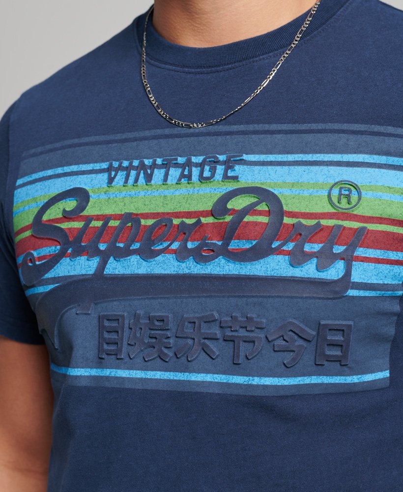 vintage cali t-shirt met logo in nautisch marineblauw.