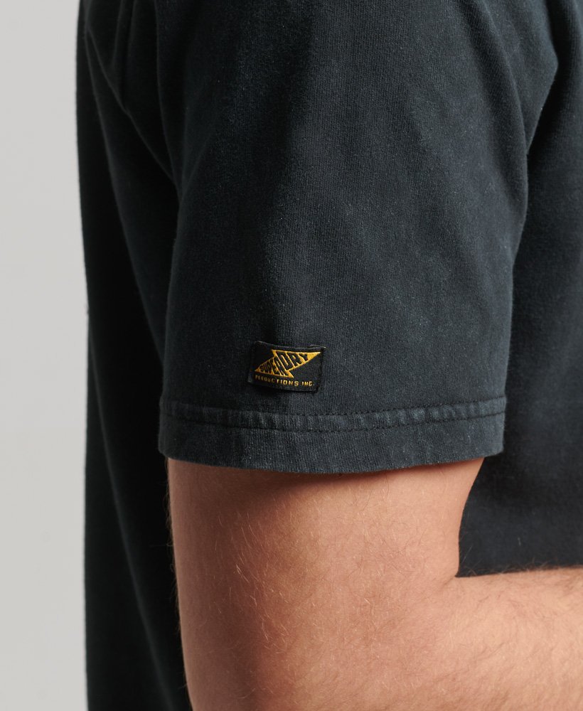vintage merch store t-shirt met middelhoge rug in zwart