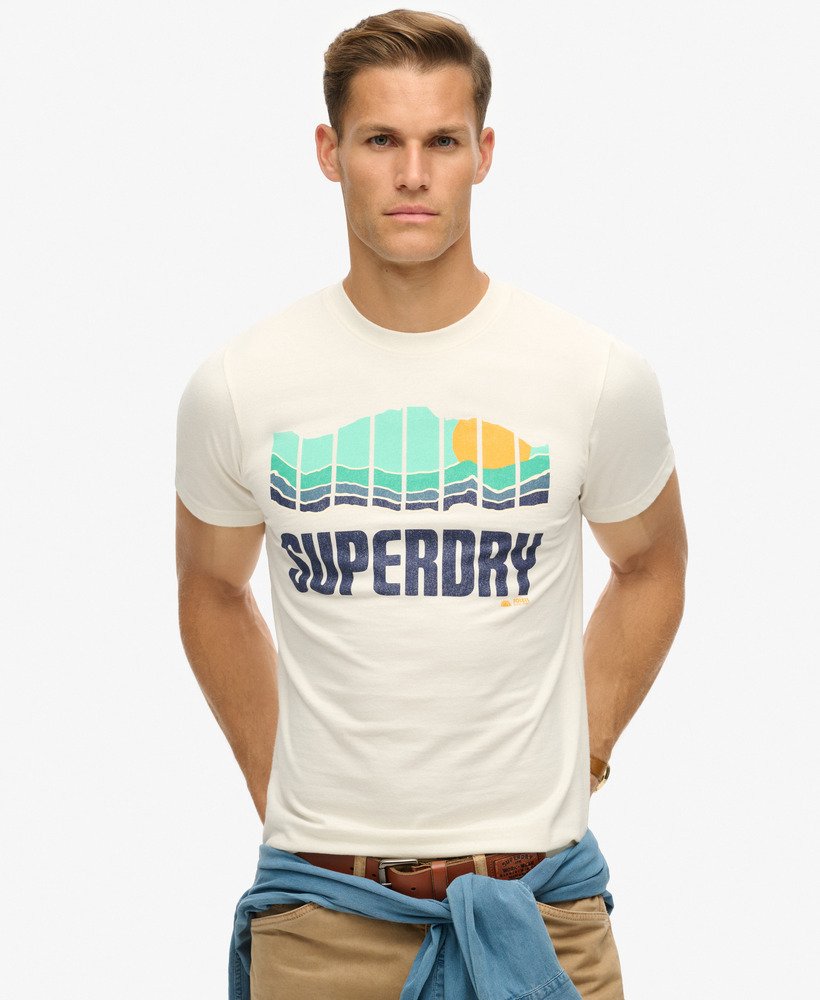 vintage great outdoors t-shirt in naturel wit gemêleerd
