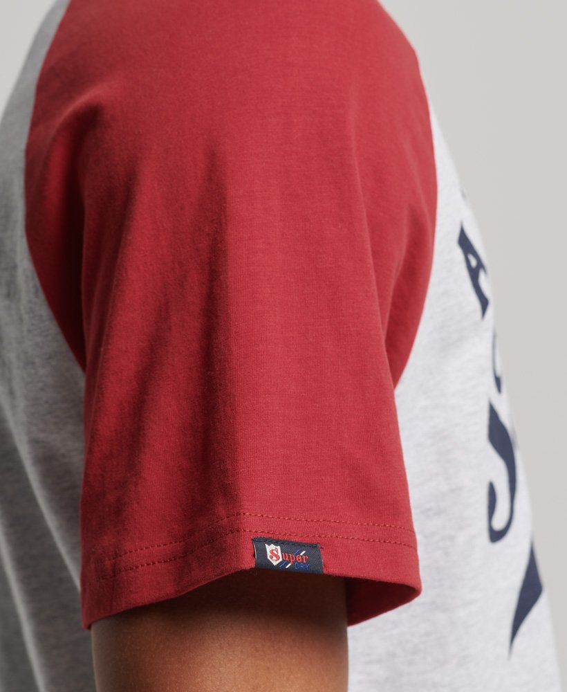 vintage home run raglan t-shirt in glacier grey marlred