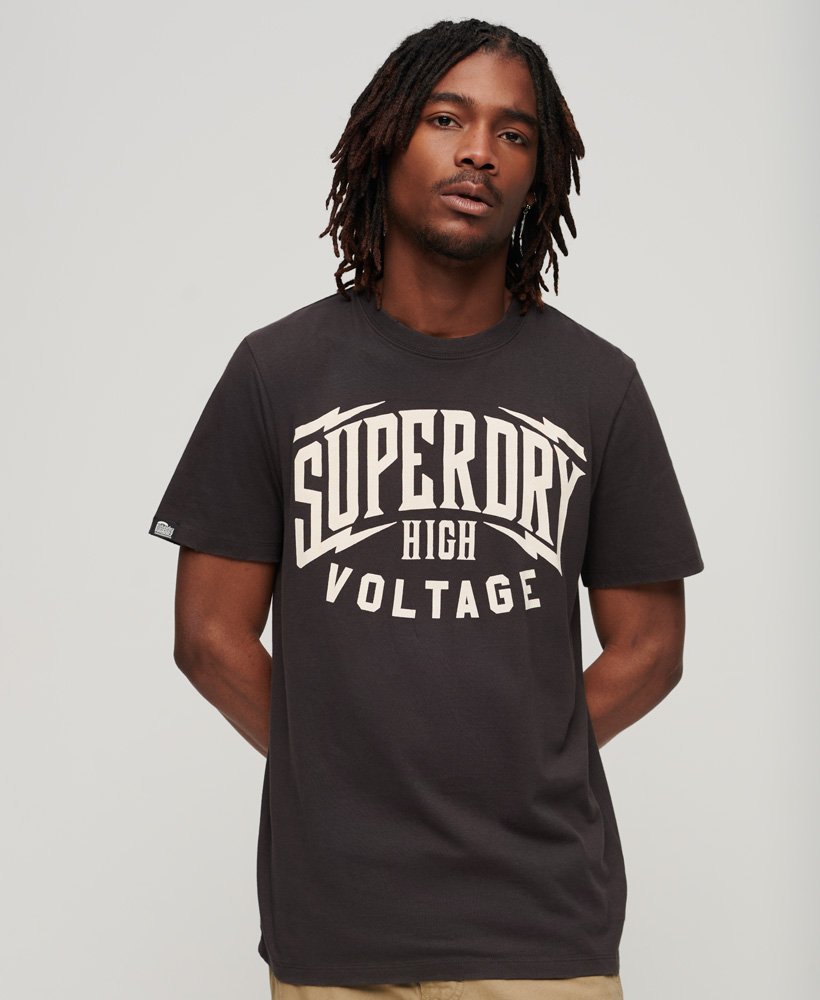 blackout rock graphic t-shirt in carbon grey