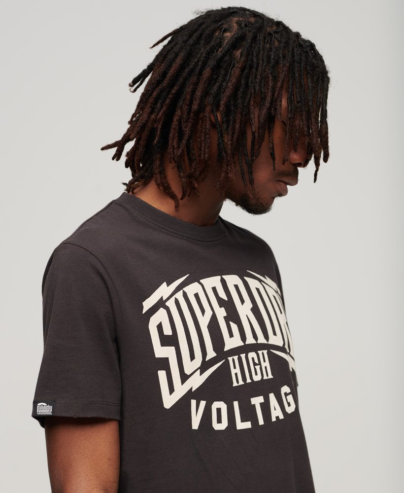 blackout rock graphic t-shirt in carbon grey