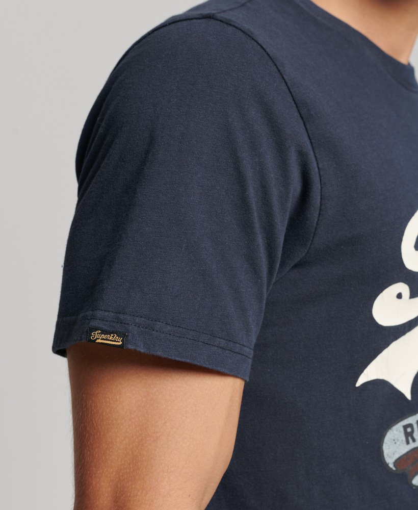 vintage logo t-shirt met tekst in eclipse navy