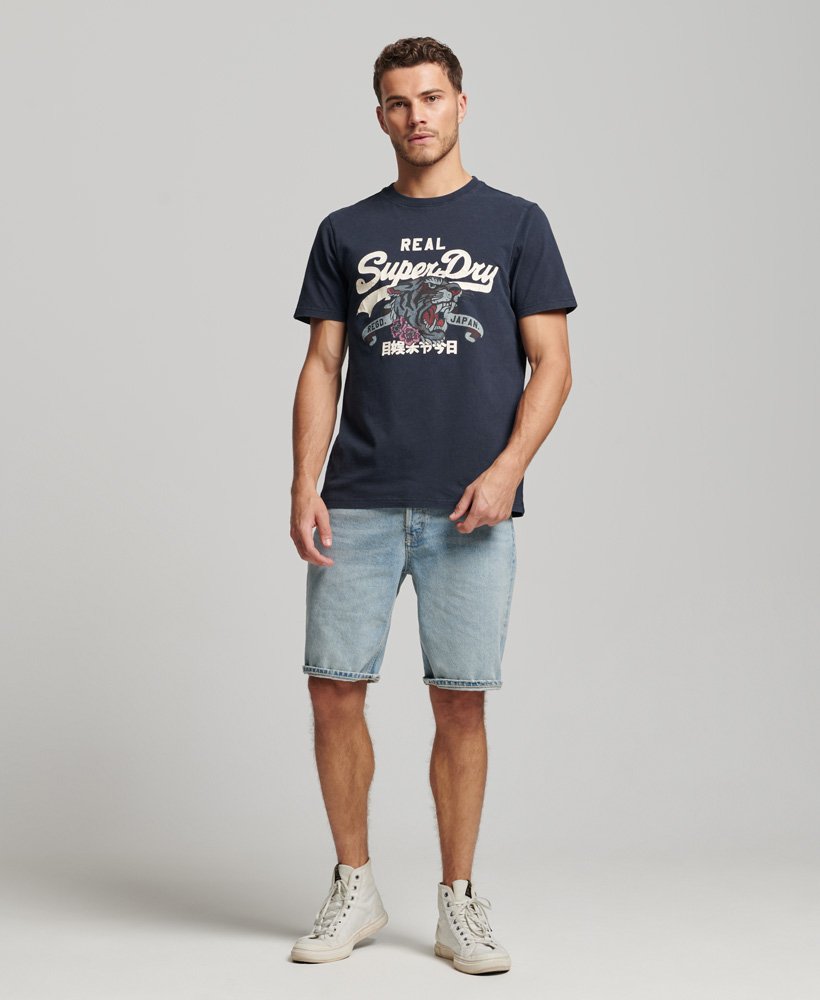 vintage logo t-shirt met tekst in eclipse navy