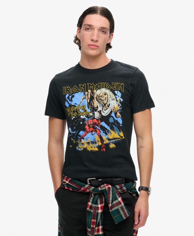 iron maiden x superdry limited edition t-shirt in heavy metal black