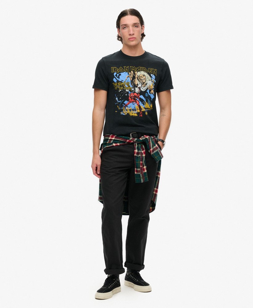 iron maiden x superdry limited edition t-shirt in heavy metal black