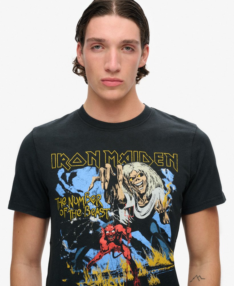 iron maiden x superdry limited edition t-shirt in heavy metal black