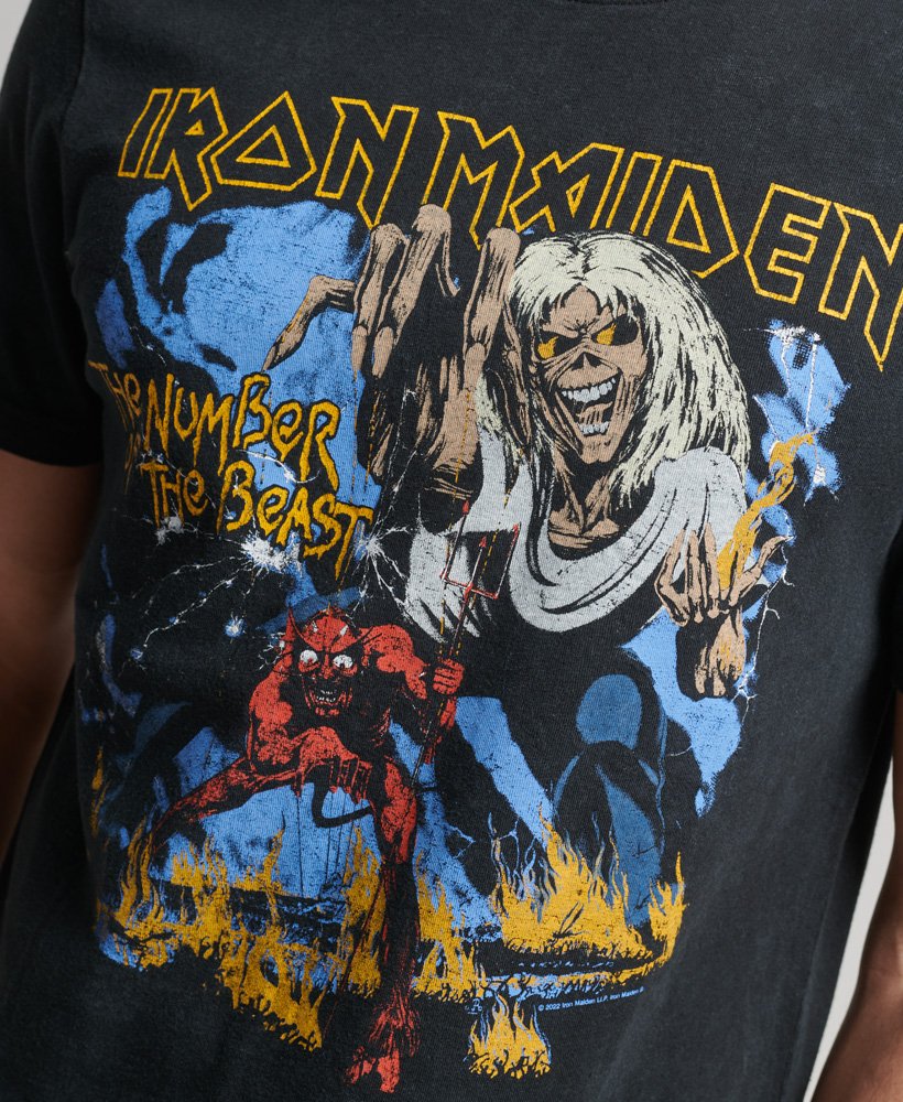 iron maiden x superdry limited edition t-shirt in heavy metal black