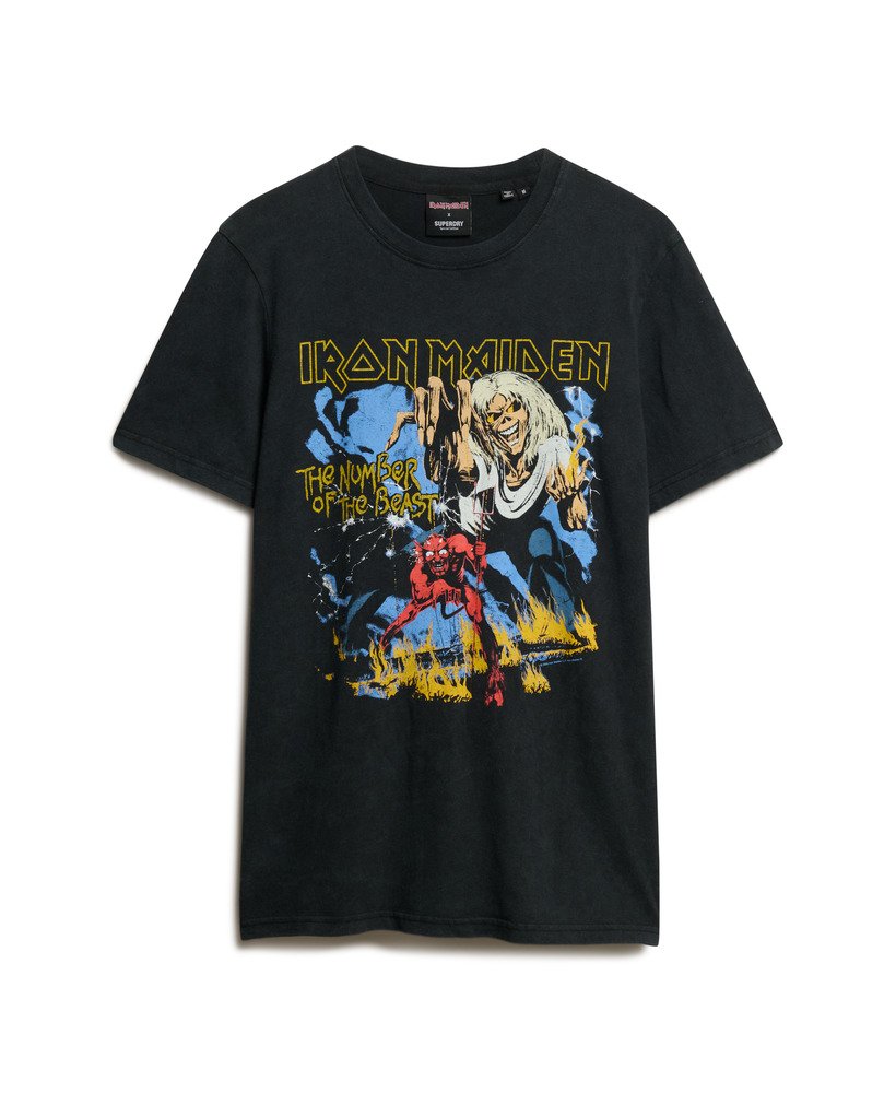 iron maiden x superdry limited edition t-shirt in heavy metal black