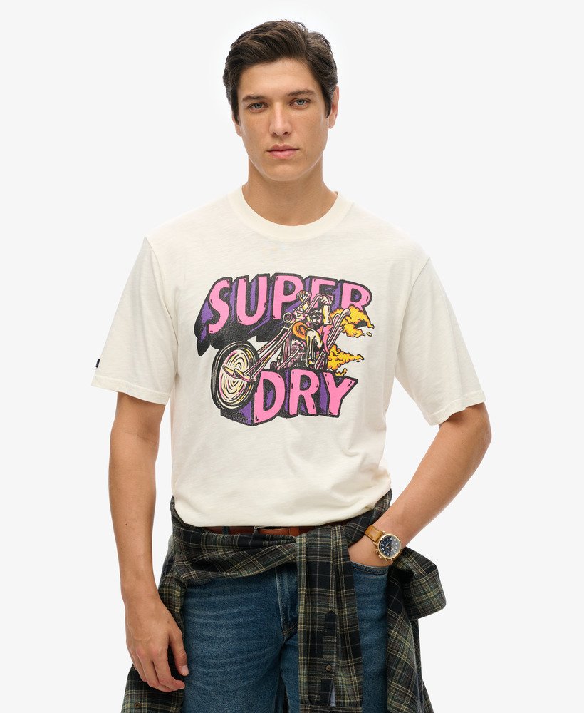 motor retro graphic t-shirt in nieuw krijtwit