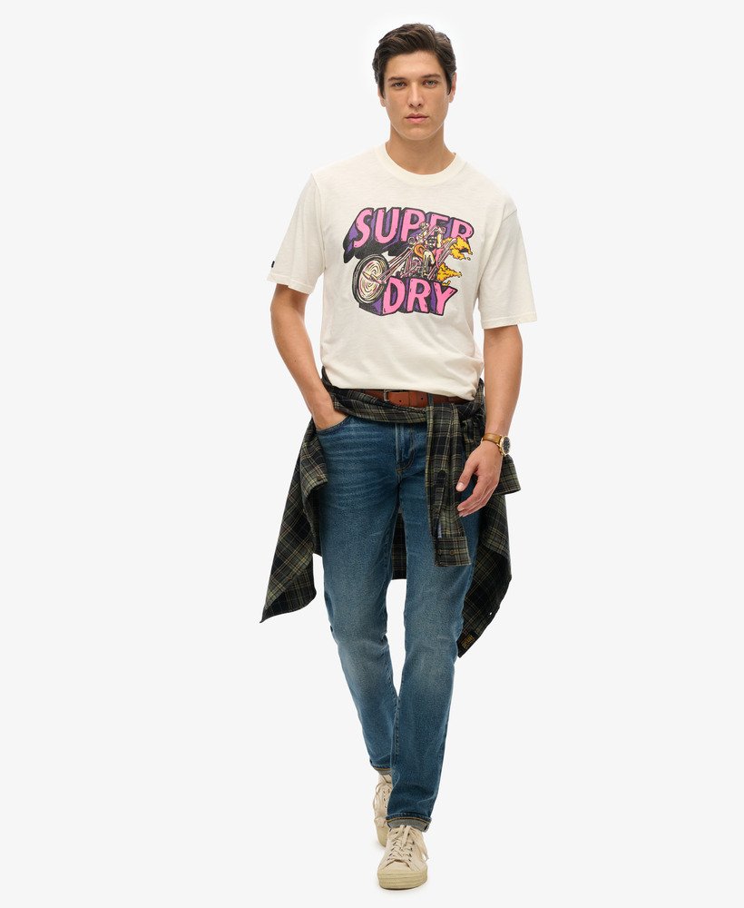 motor retro graphic t-shirt in nieuw krijtwit