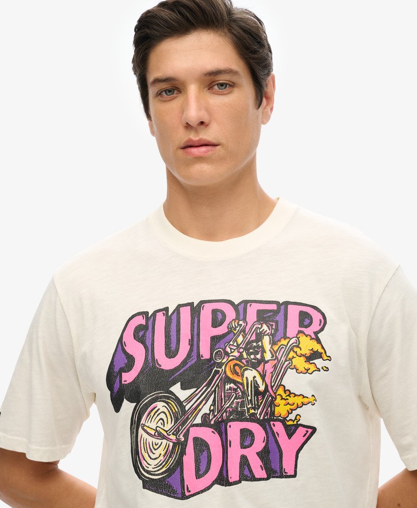 motor retro graphic t-shirt in nieuw krijtwit